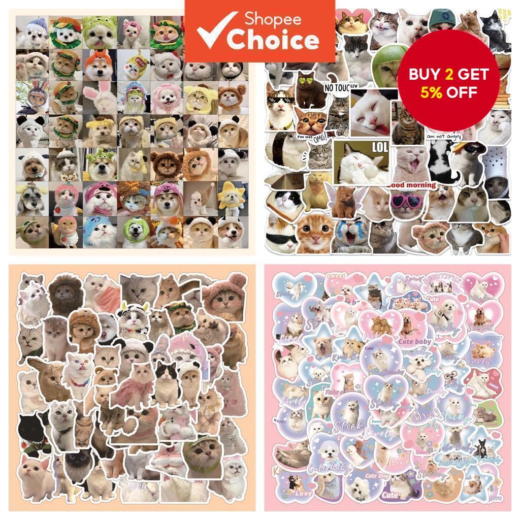 50/60/100pcs Funny Cat & Puppy Emoji Stickers, Waterproof DIY ...