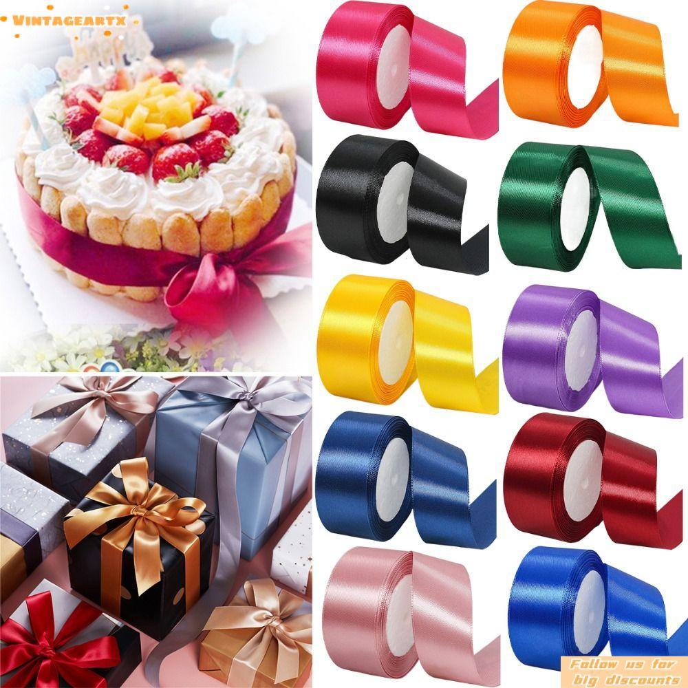 VINTAGEARTX 22Meters Silk Satin Ribbons, Dark Colors Polyester 4cm ...