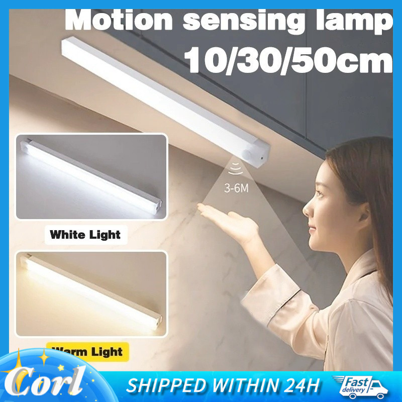 LED Motion Sensor Night Light USB Rechargeable Home Wardrobe Cabinet ...