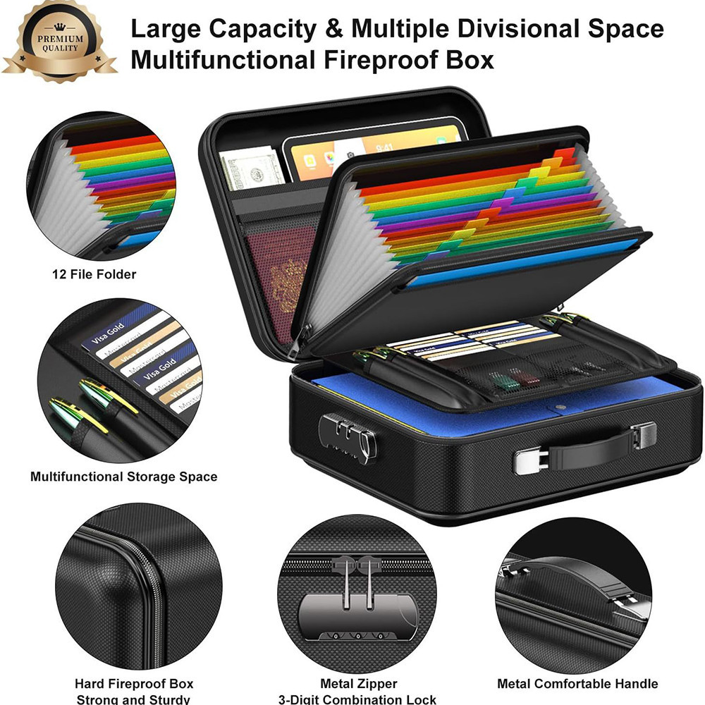 Hardened fireproof document storage box - Home user ID card file card ...