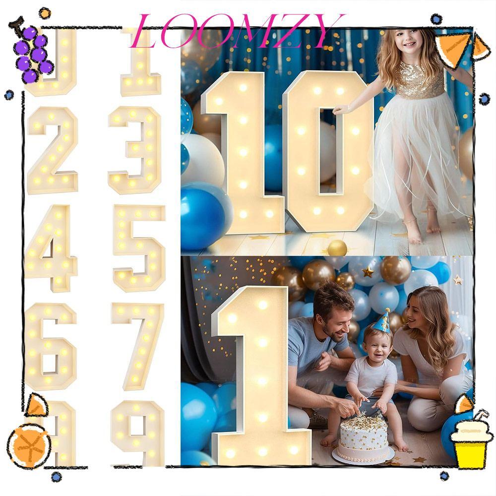 LOOMZY LED Light Balloon, 0-9 Numbers 70cm Giant Birthday Figure ...