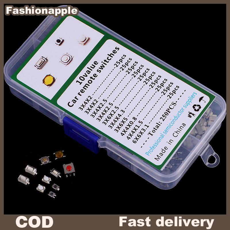 FAPH 250Pcs 10 Types Tactile Push Button Switch Car Keys Button Touch ...