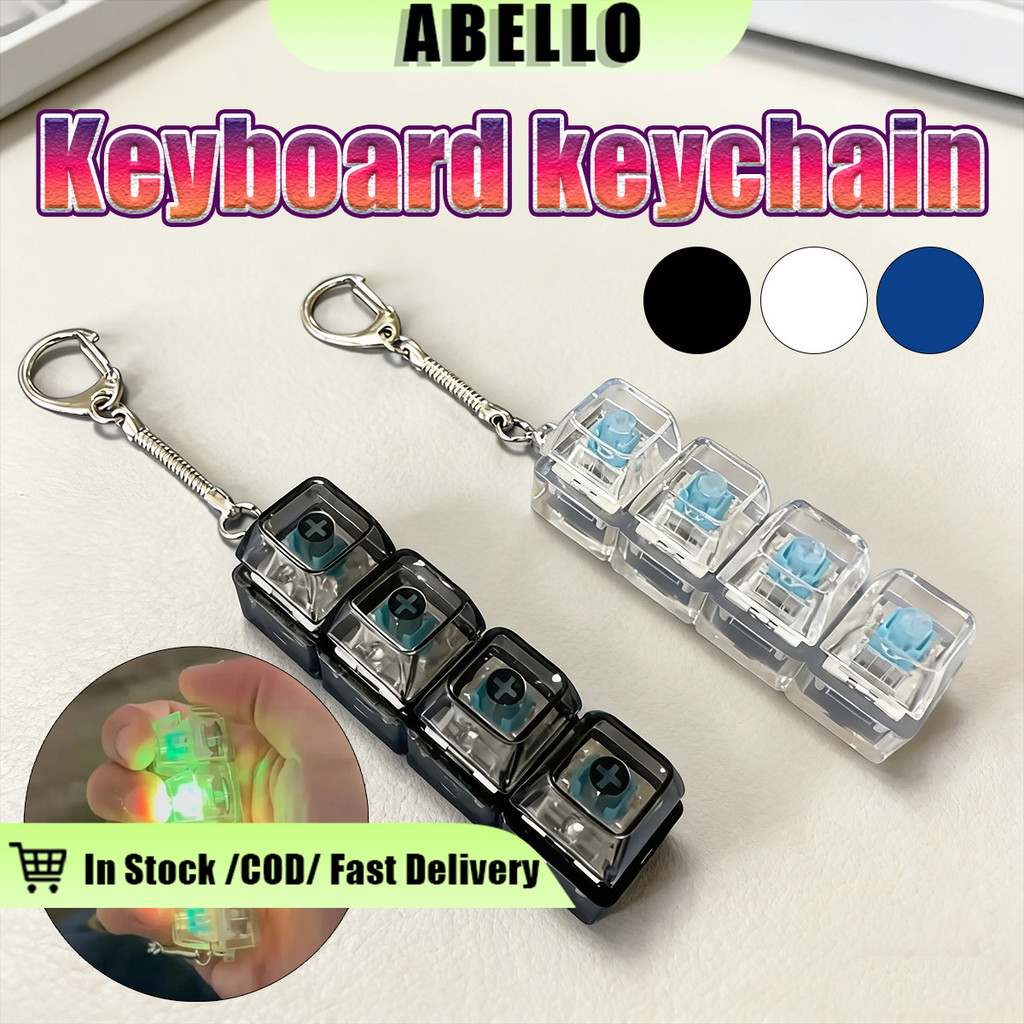 LED Light Up Keyboard Fidget Keychain Decompression Toy With Detachable ...