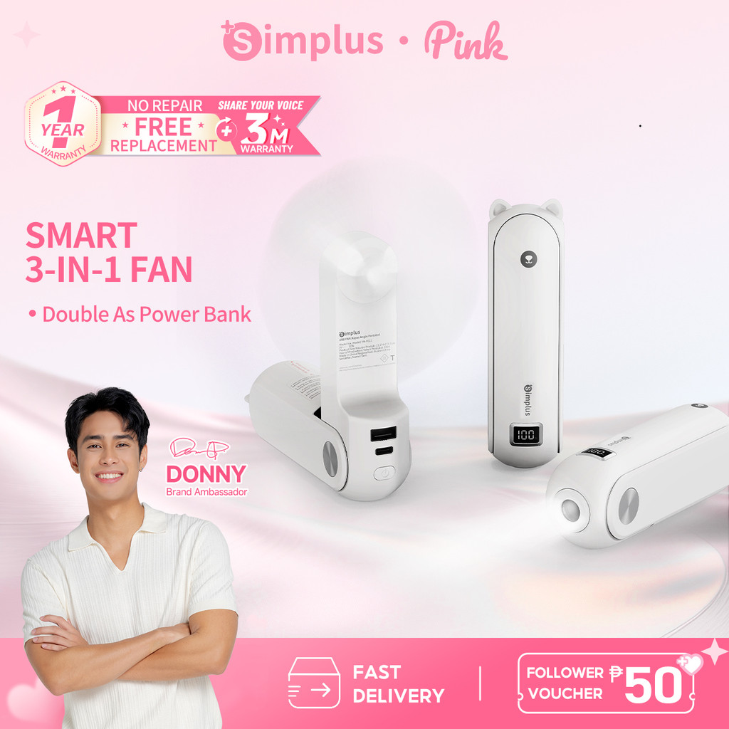 SimplusPink Smart Small Fan Handheld USB Electric Fan Portable Foldable ...
