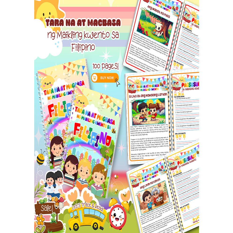 Maikling Kwento Filipino Reading Book for Kids Reading Comprehension ...