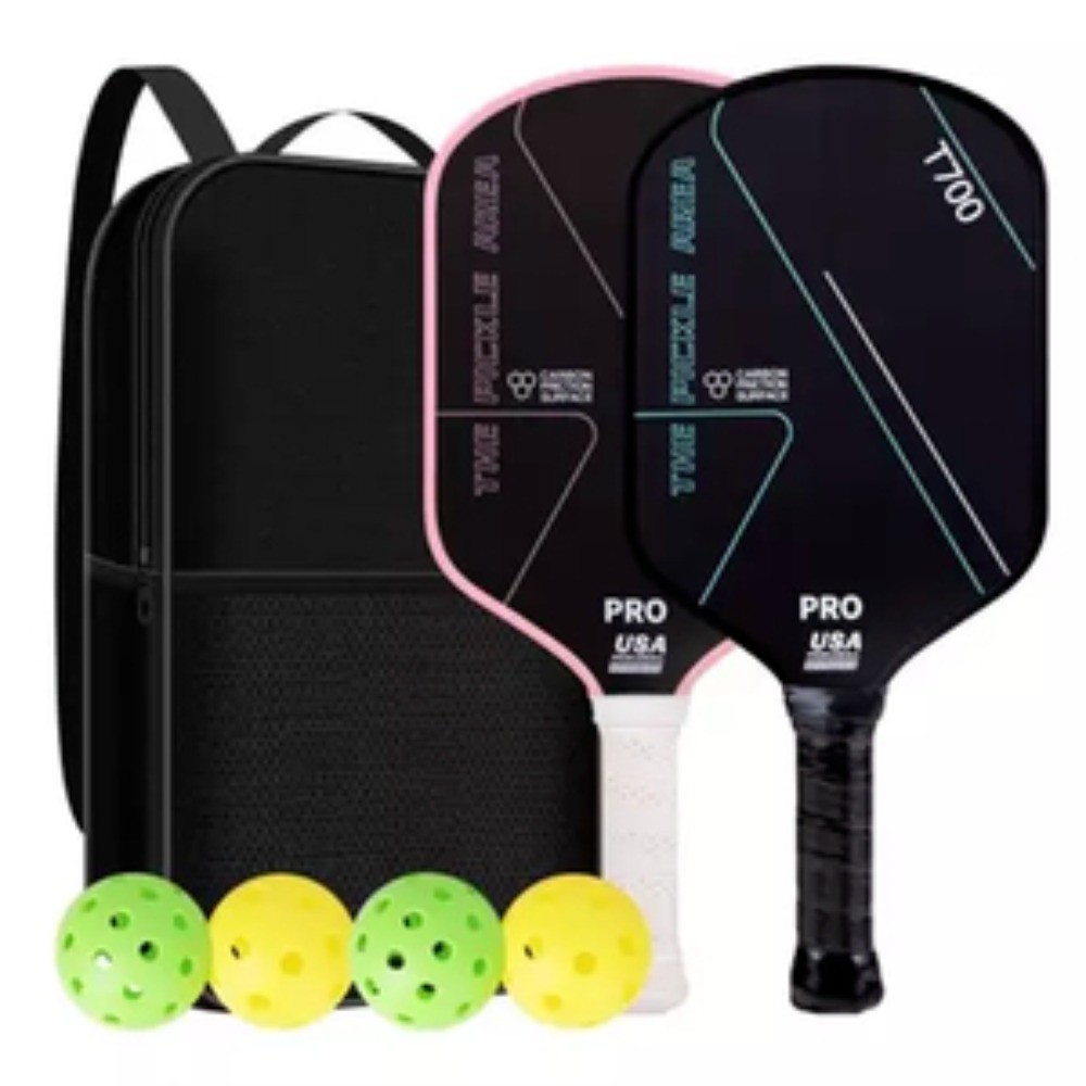 T700 Carbon Fiber Pickleball Paddle Set with Free Storage Bag and Ball ...