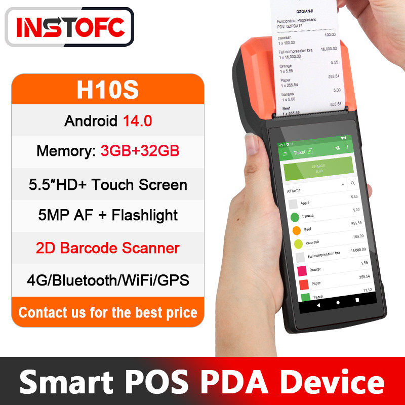 Smart Mobile POS Terminal Android 14 Built-in Printer 3+32GB For Grab ...