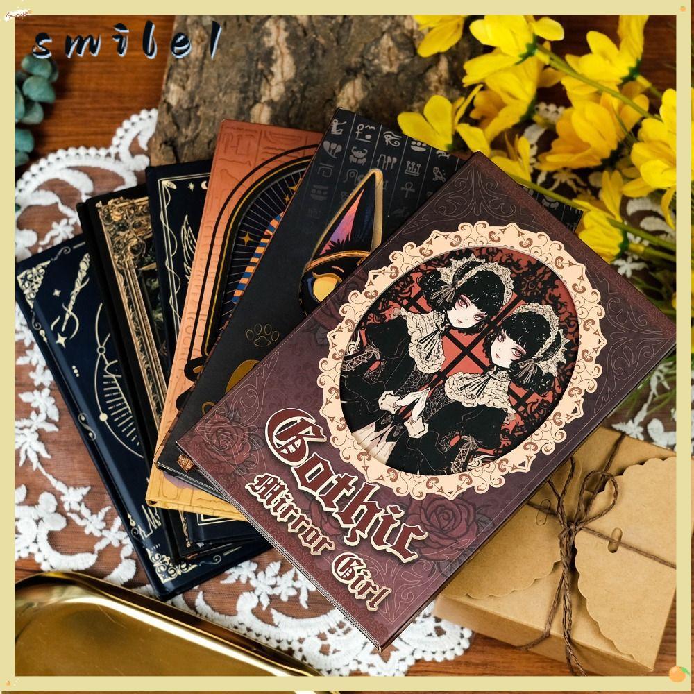 SMILE Notebook, Gothic Style Three Fold Diary Book, Vintage Dark Red ...