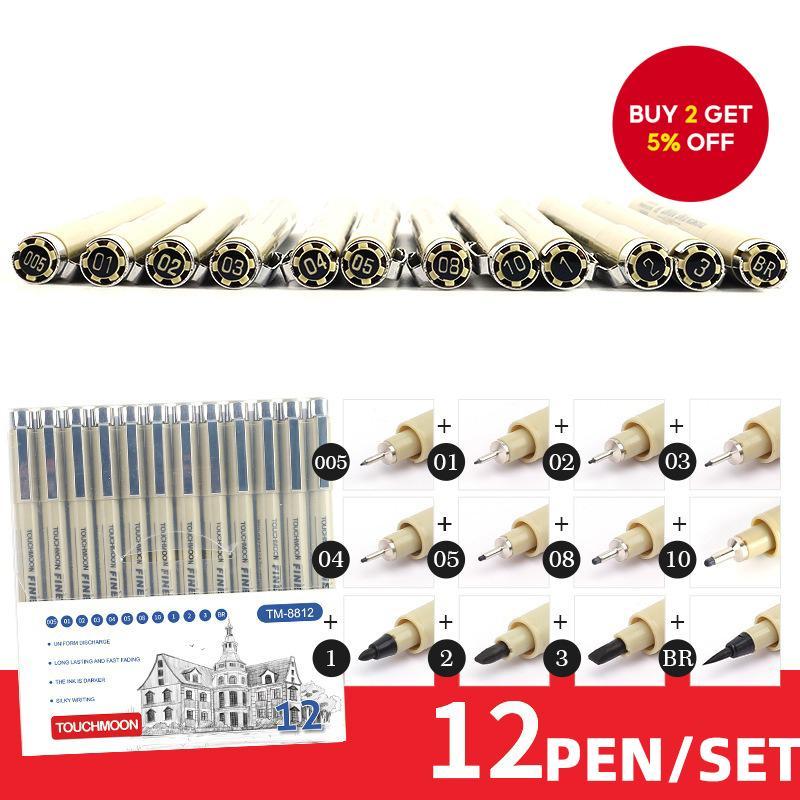 Set of 12-Piece Professional Art Pen | Technical Drawing, Comic ...