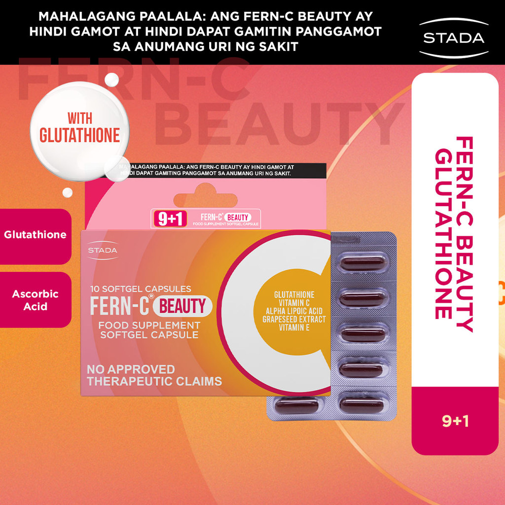 Fern-C Beauty Glutathione 9+1 Capsules | Skin Brightening & Antioxidant (Near Expiry October 2026)