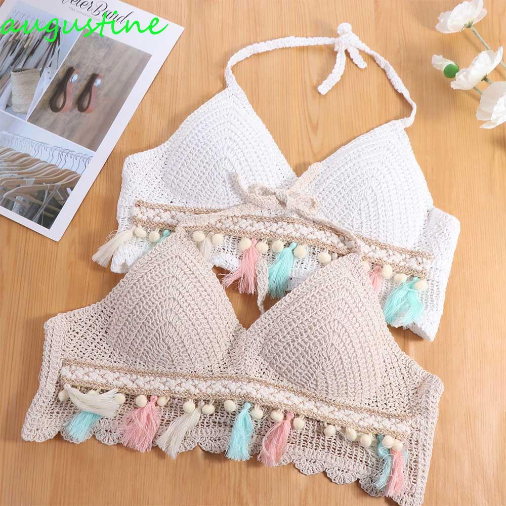 AUGUSTINE Female Crochet Camisole, Sleeveless Short Bohemian Style Vest ...
