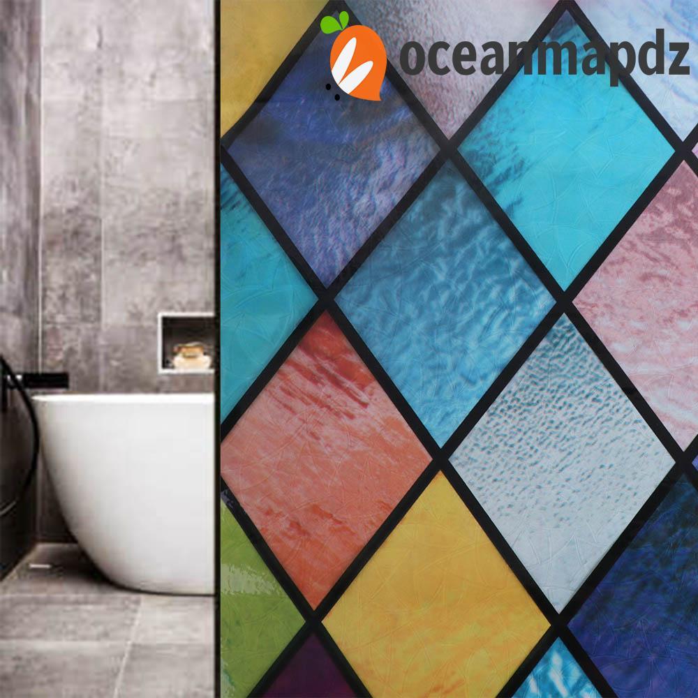 OCEANMAPDZ Stained Glass Window Sticker, Frosted Translucent Stained ...