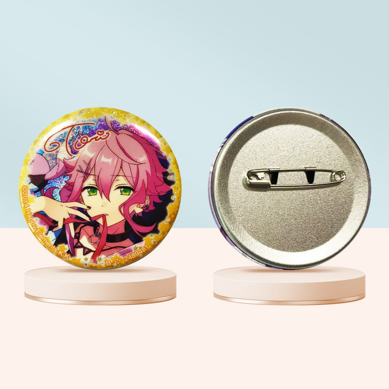 Customized Tinplate Badge PET Printing Glitter Silver Onion Fine Sand ...