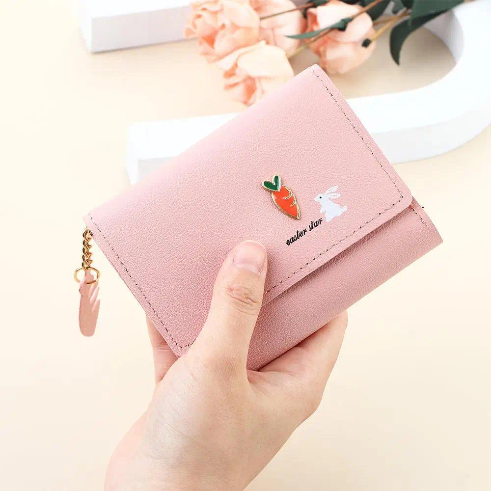 Women's Short Wallet Tri-Fold Mini Purse Korean Style Multi-Function ...