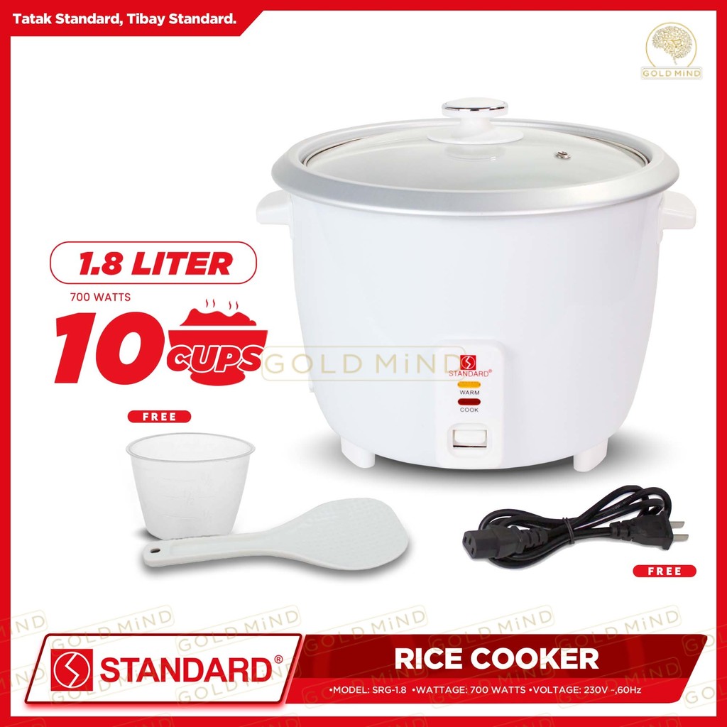 Standard Rice Cooker 1.8L (Plain White) - Gold Mind | Shopee Philippines