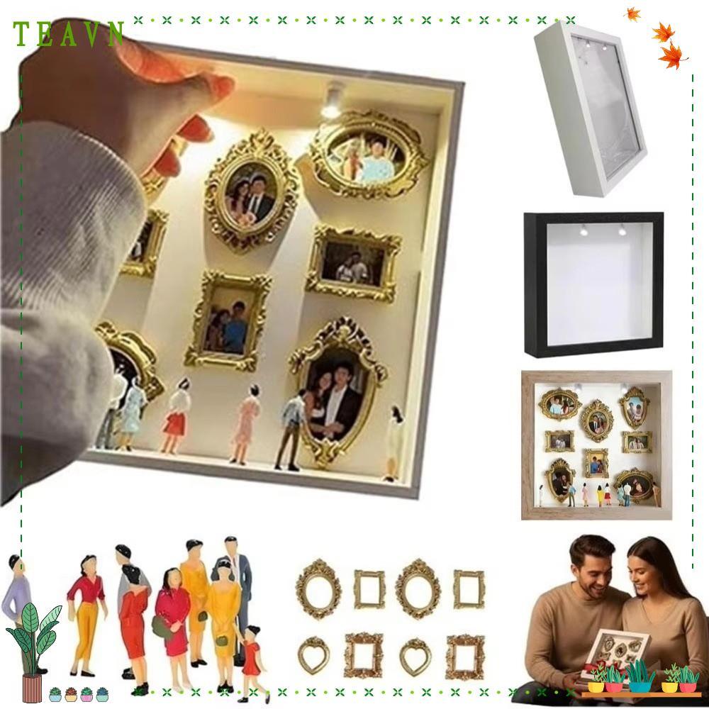 AEBYDEH Memory Display Kit, Gold Frames Mini Figurines DIY Mini Museum ...