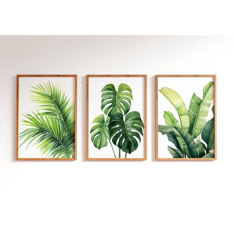 Tropical Leaf Monstera Leaf canvas poster 3 Piece Wall Decor Botanical ...