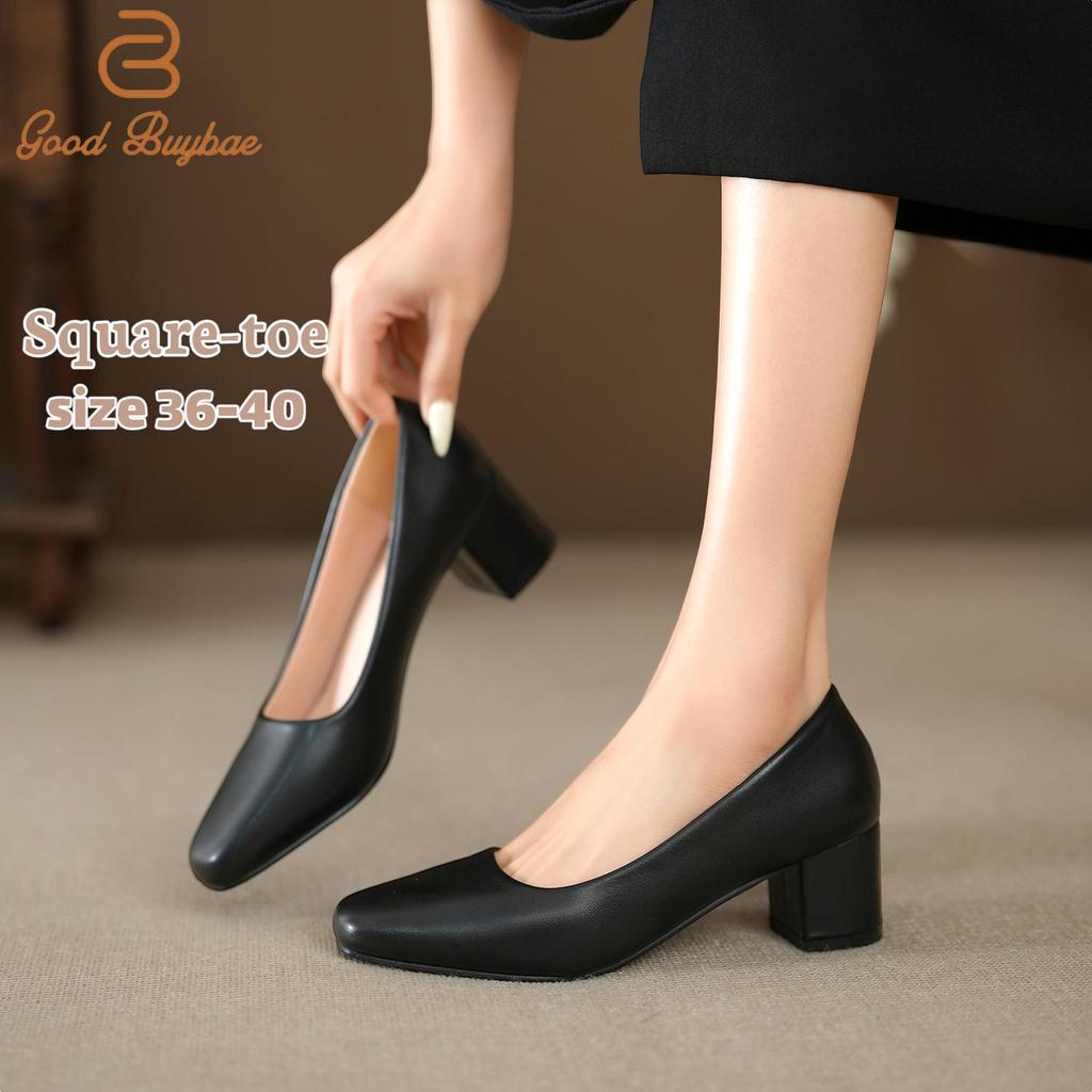 SquareToe Black Shoes 2 inch heels for women shoes for school&office ...