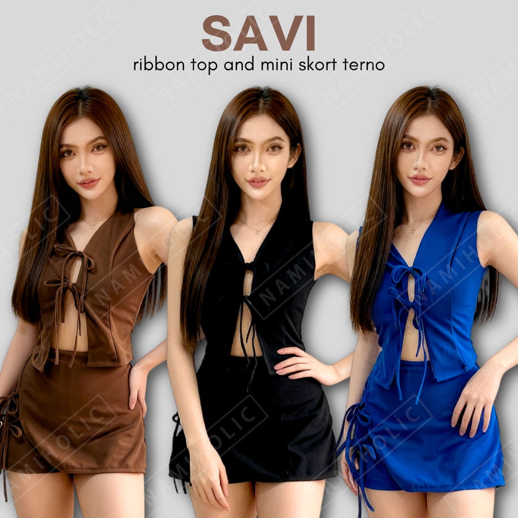 Namiholic Savi Ribbon Top and Mini Skort Terno I Crepe Fabric I XS to ...