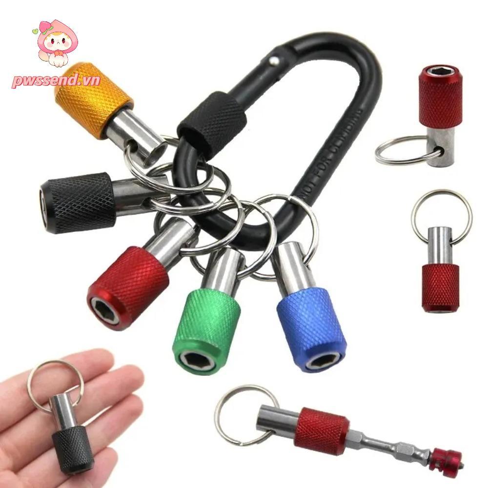 SUNJOYCO 6-Pack 1/4 Inch Bit Holder – Aluminum Alloy Screwdriver Bit Holder, Quick Change Keychain With Carabiner, Cool Gadget For Men