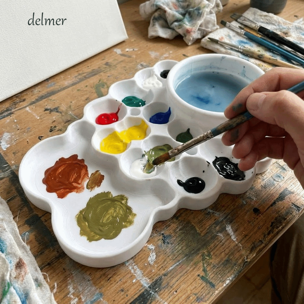DELMER Watercolor Paint Tray, Creative Multiple Compartments Painting ...