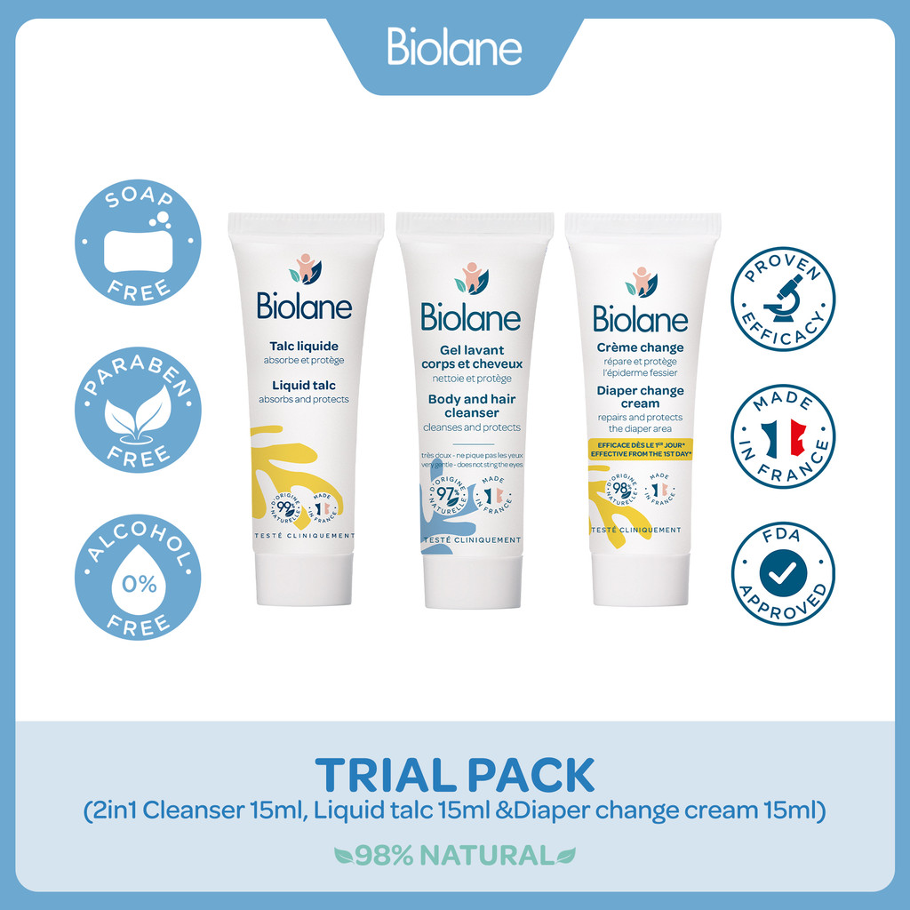 Biolane Trial Size Kit for Baby 15ml – Liquid Talc,Body and Hair ...
