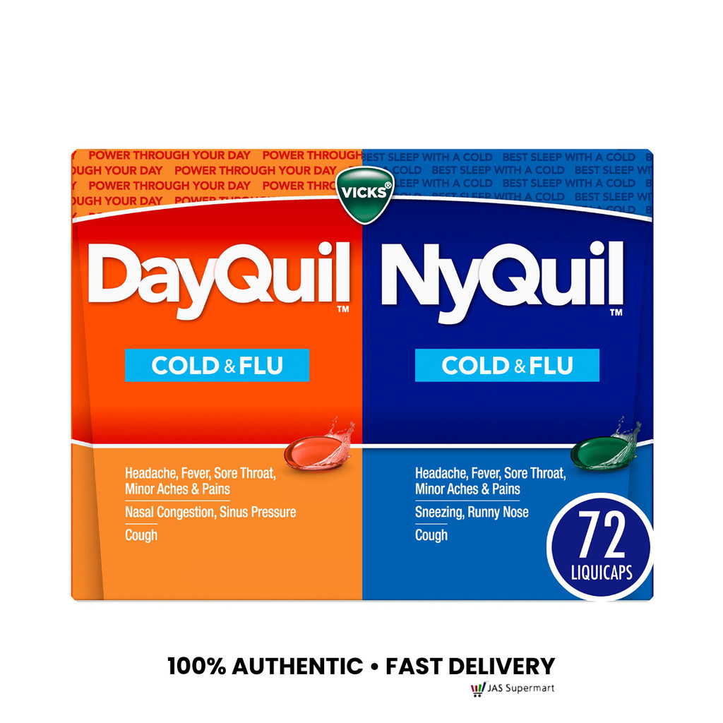 Vicks DayQuil & NyQuil Severe Cold & Flu Liquid Capsules 72 Caps ...