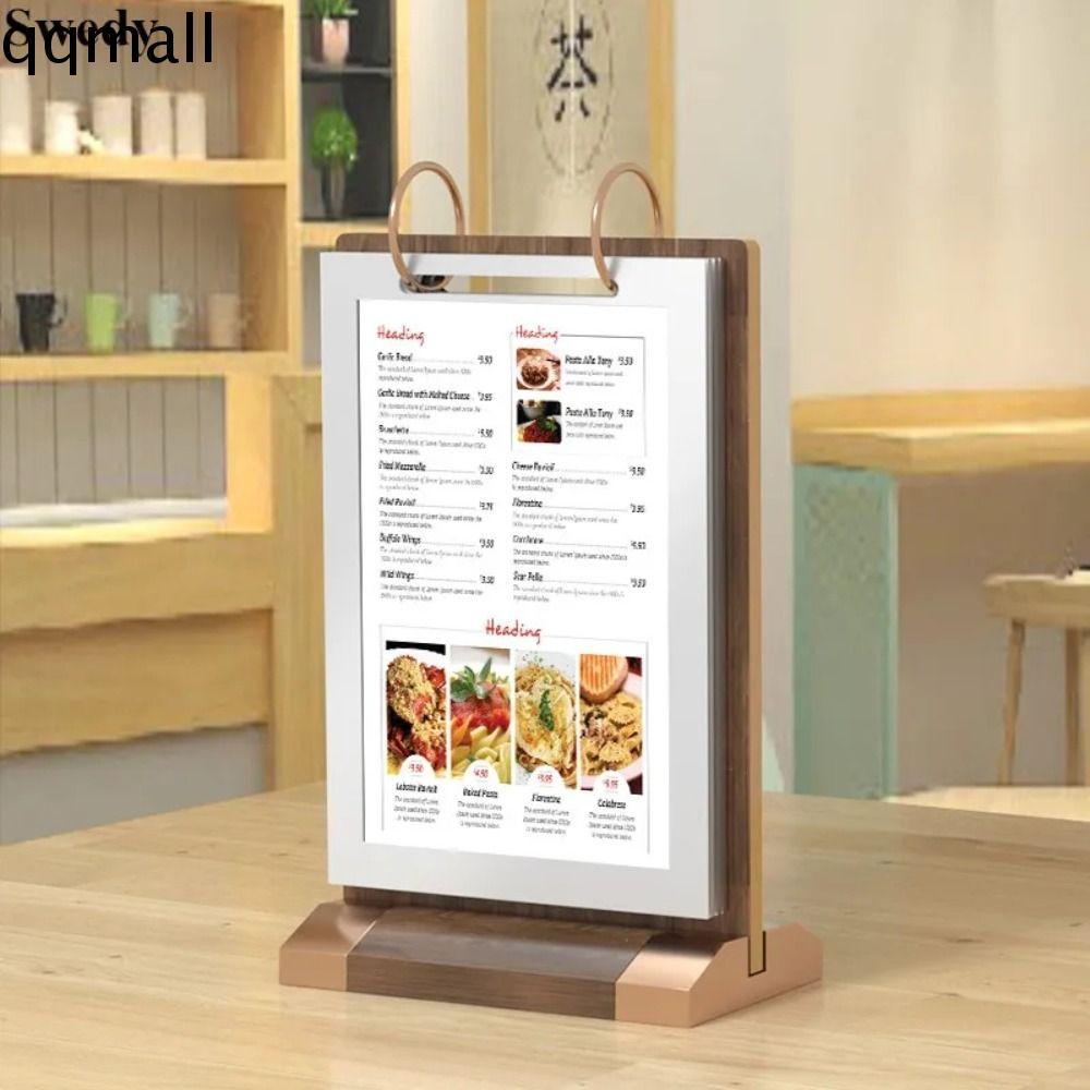 QQMALL Ads Display Stand, Wooden Holder Multi page Menu Card Holder ...