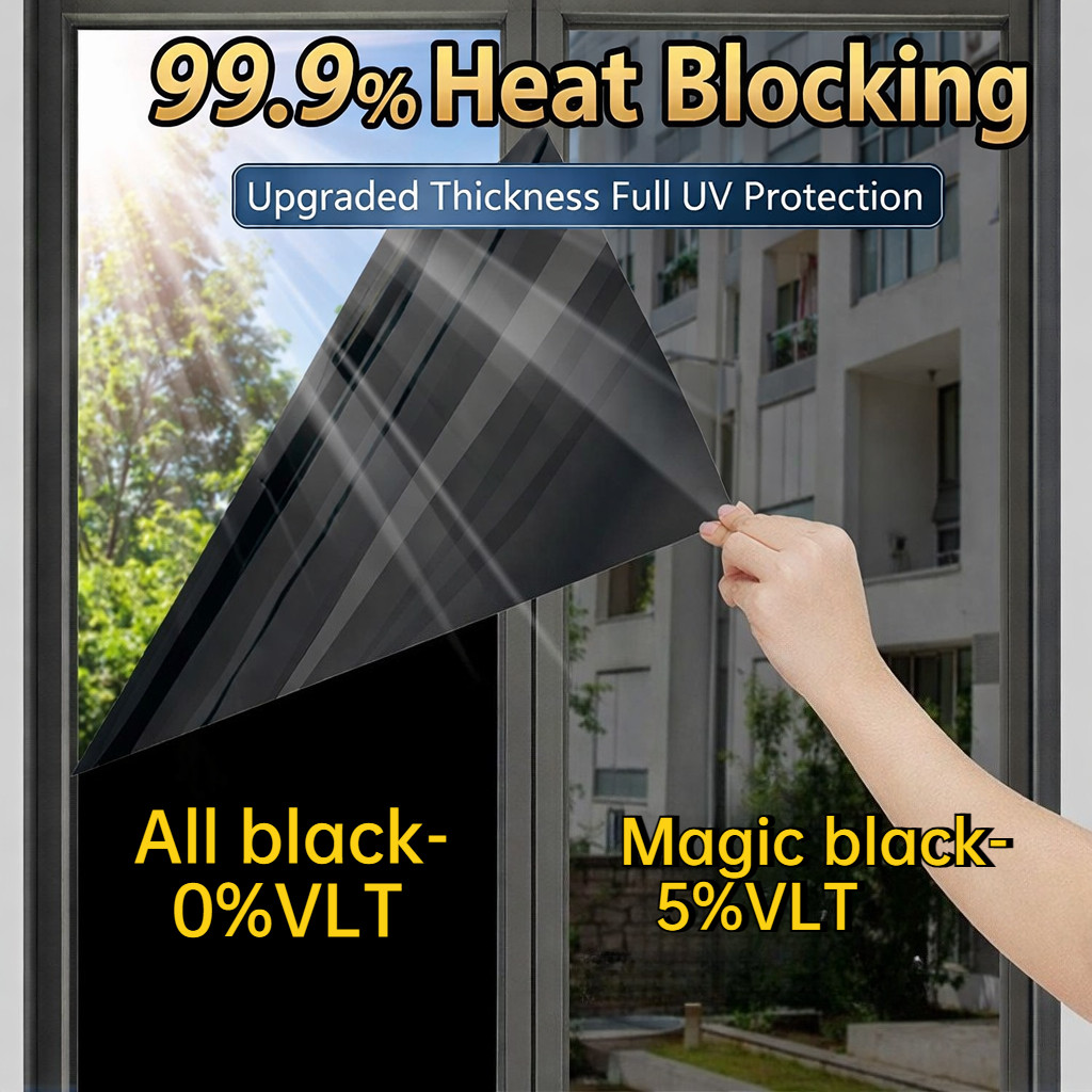100% Privacy PVC Window Film Blackout Tint Sticker Bathroom Glass ...