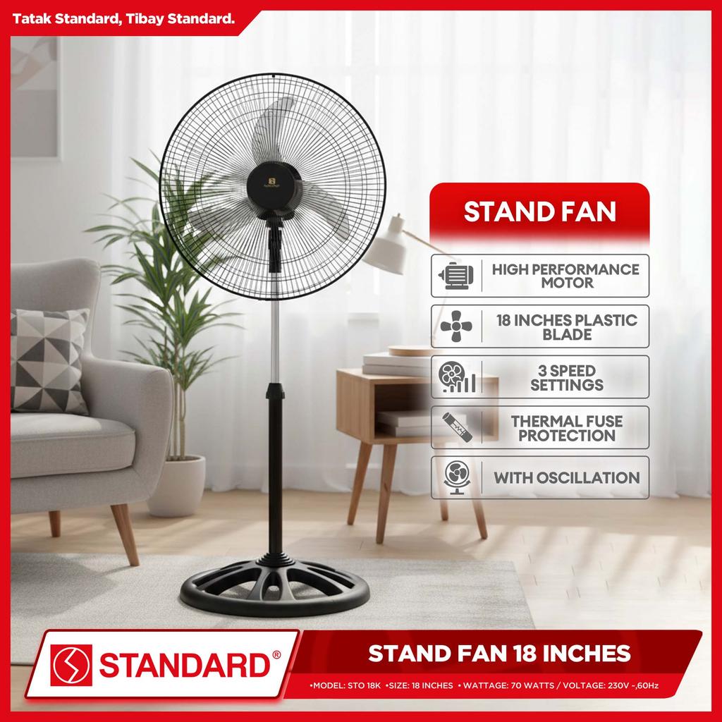 Standard Stand & Floor Fan With 18 Inches Plastic Fan Blade 70 Watts ...