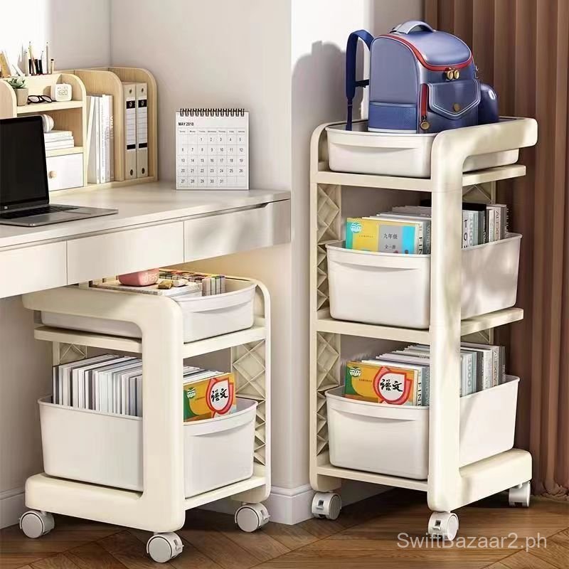 Schoolbag storage rack, mobile trolley with wheels, student bookshelf ...