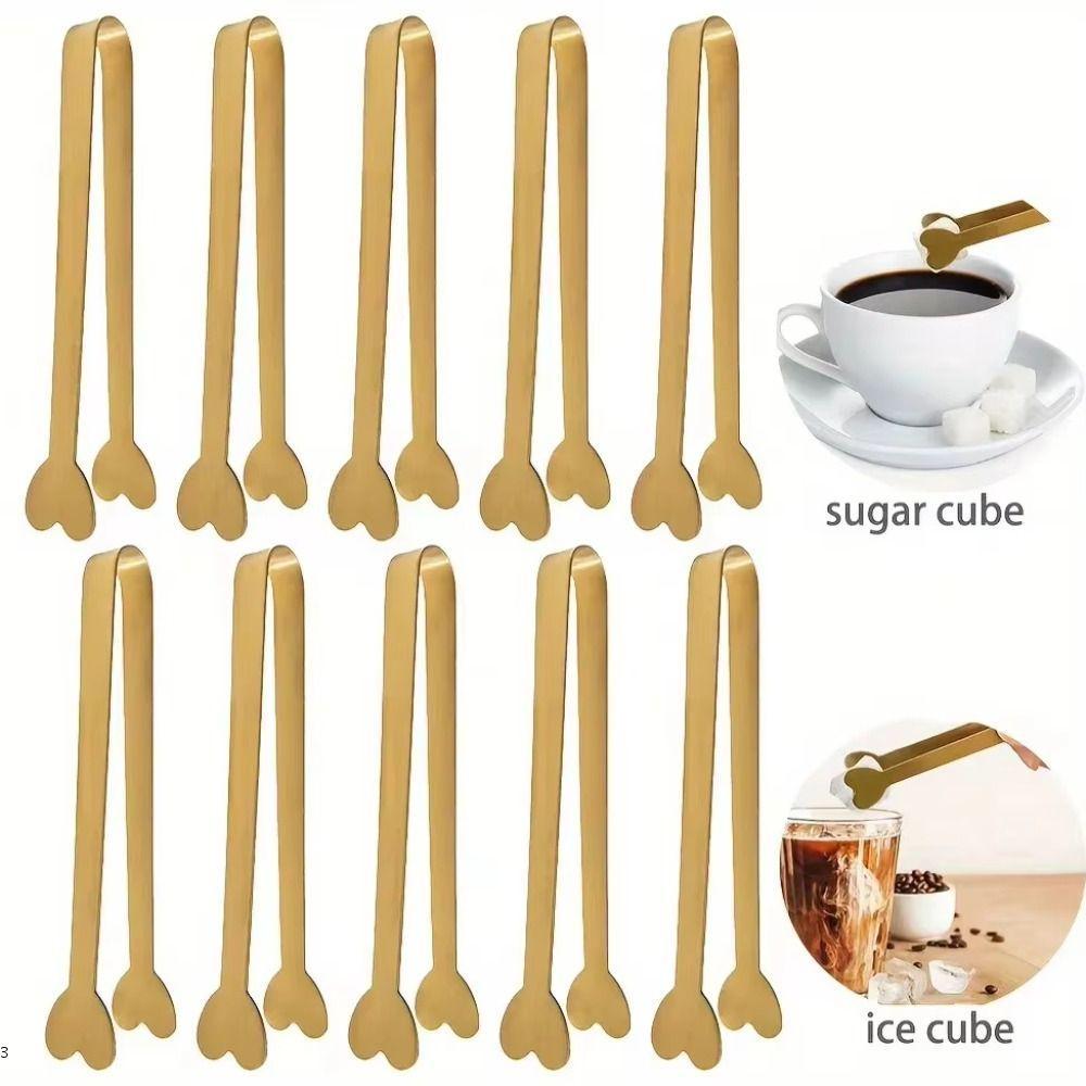 MASMETO 1/5Pcs Stainless Steel Ice Clip, Gold Heart Food Clip, Portable ...