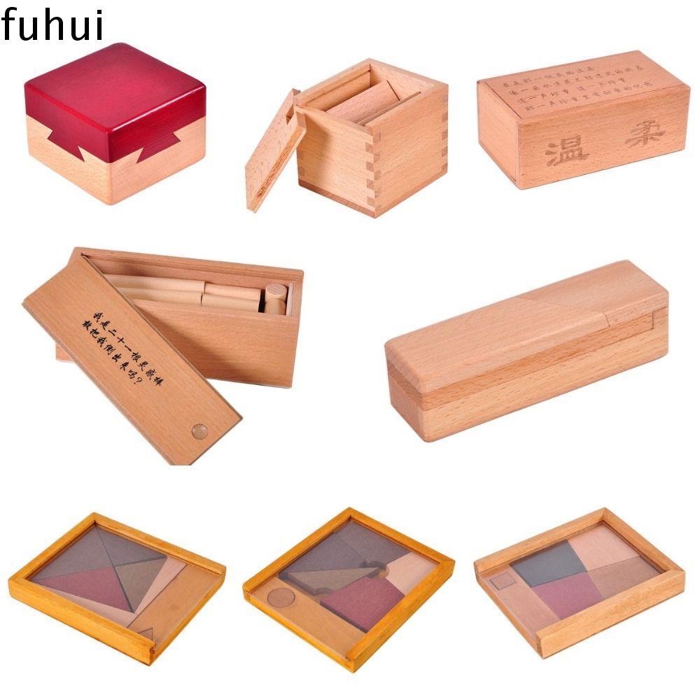 FUHUI Wooden Brain Teaser Puzzle, Unlock Opening Puzzle Box, Logic Game ...