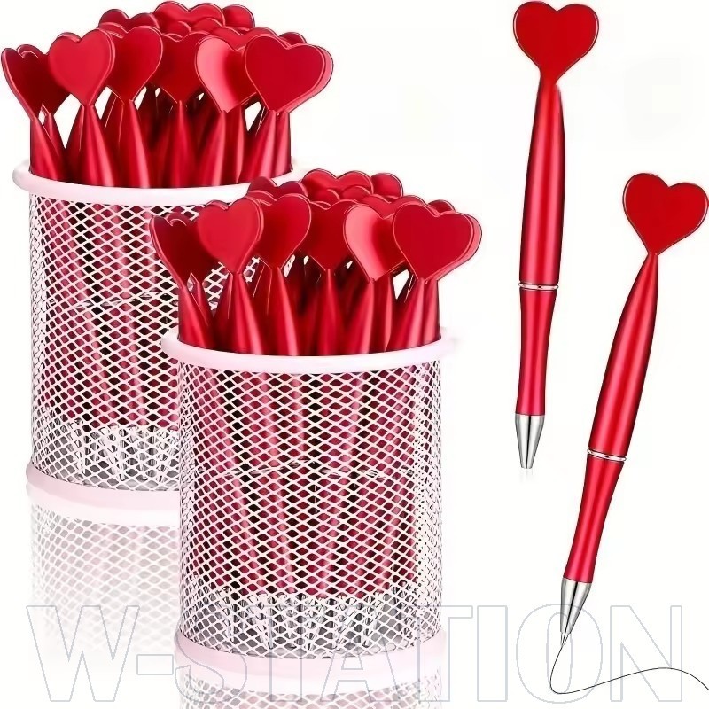 10-2Pcs Valentine's Day Red Heart Shape Ballpoint Pen - Romantic ...