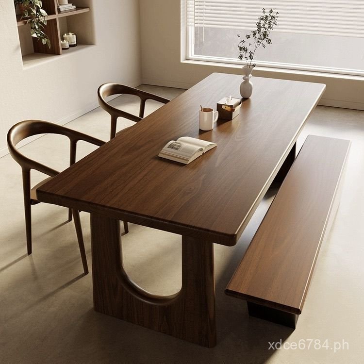 Office Desk White Wax Wood Canteen Long Table Work Desk Nordic Style ...