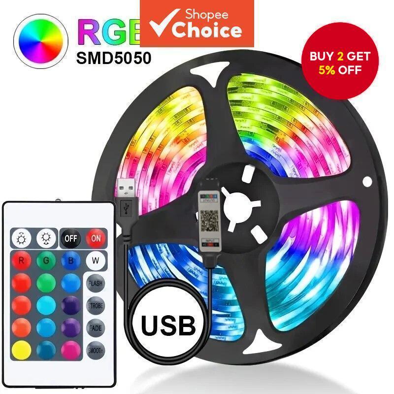 USB RGB Led Light Strip SMD5050 DC5V With 24Key Remote For TV Backlight ...