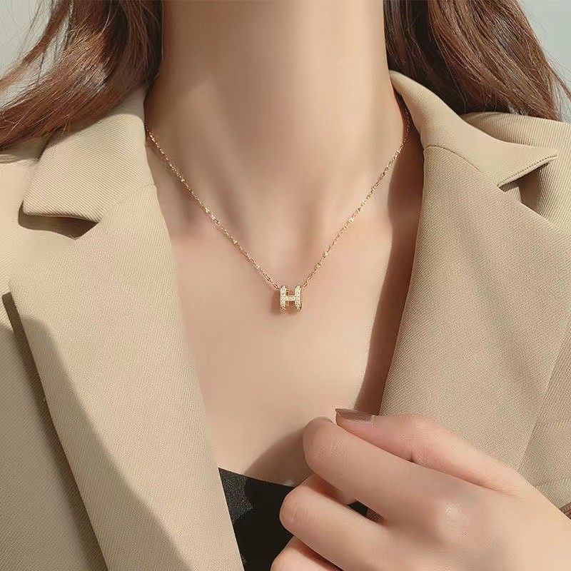 New H-letter necklace, unique design, gold clavicle chain for women ...