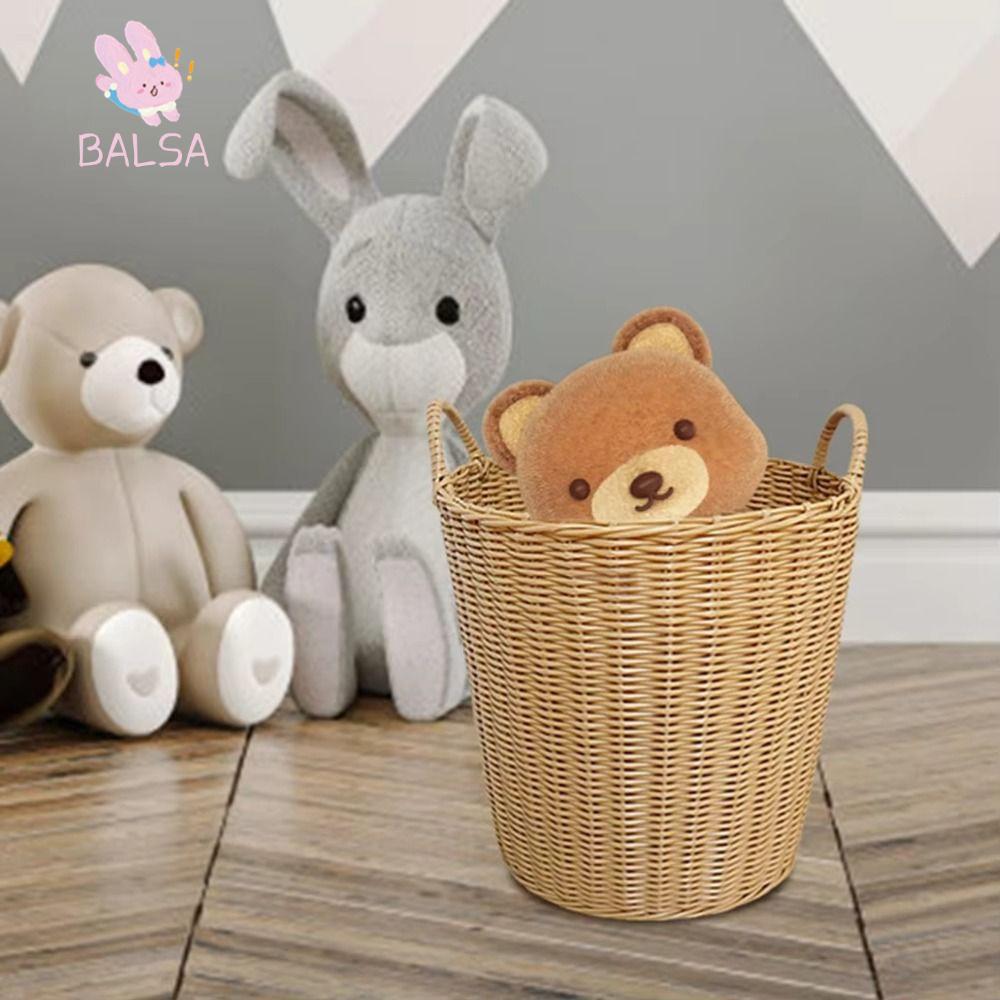 BALSA Toys Storage Basket, Woven Foldable Laundry Basket, Rattan-Style ...