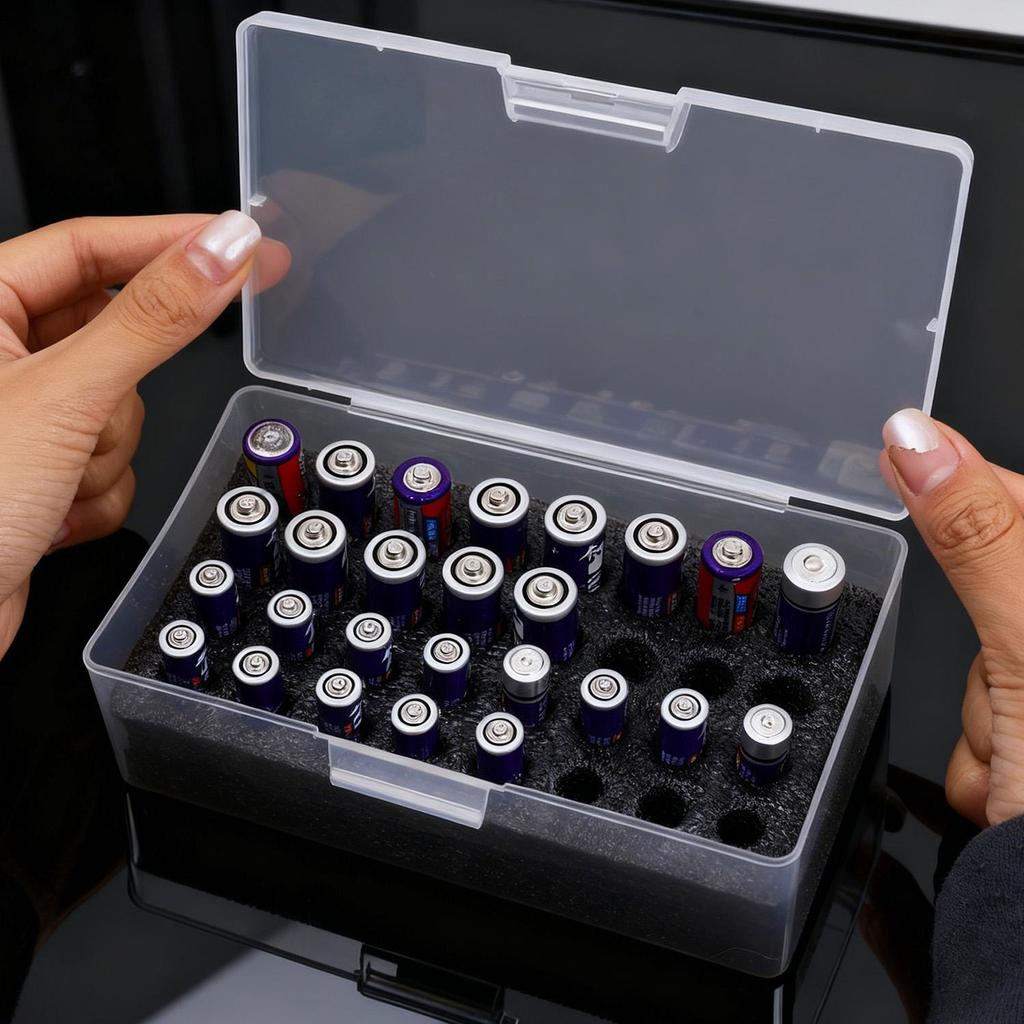 Multi Slot Battery Organizer Box 32 Slot AA/AAA Battery Storage Case ...