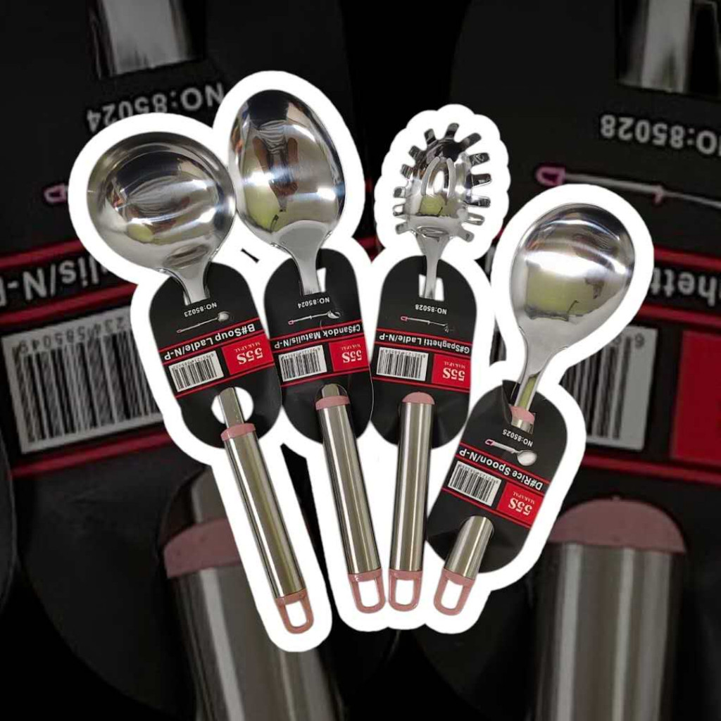 Pink Handle Stainless Steel Cooking Tools Spoon Spatula Ladle Kitchen ...