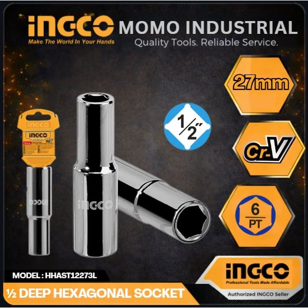 Ingco 1/2 Deep Hexagonal Socket 27mm HHAST12273L | Shopee Philippines
