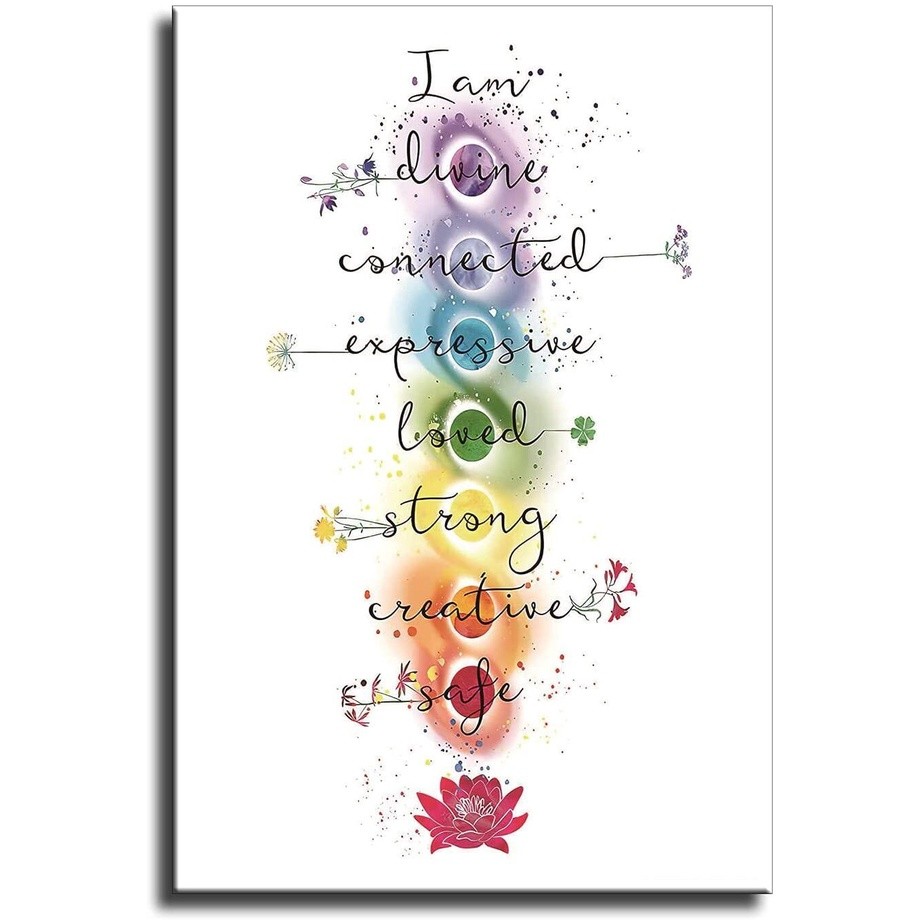 Chakra Quotes Sign Poster Yoga Zen Meditation Wall Art Painting Canvas ...
