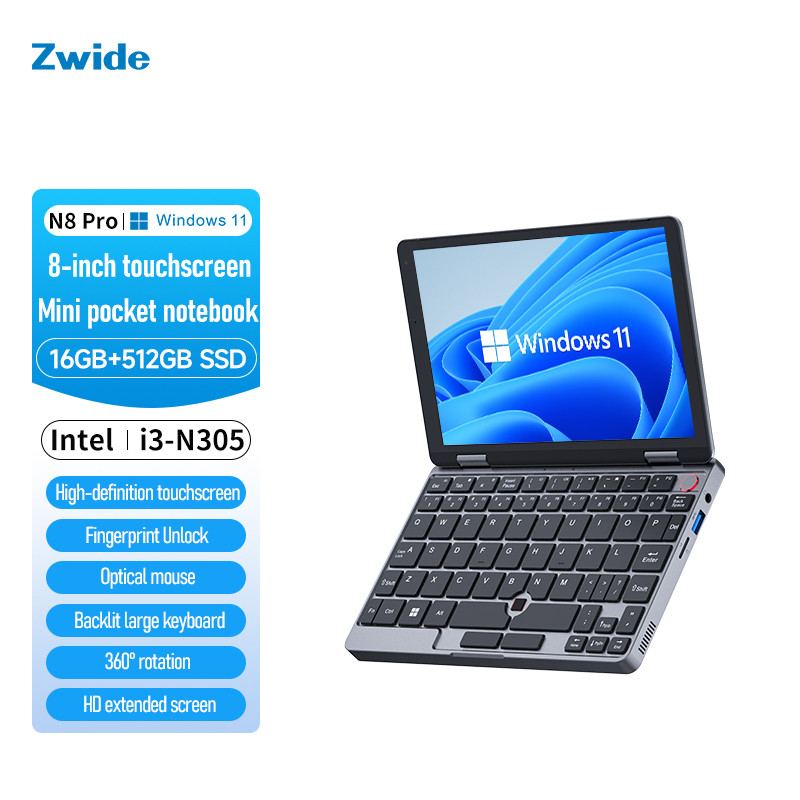 Zwide NA08H/N8 Laptop 2 in 1 Tablet Windows11 8 Inch N150/N305