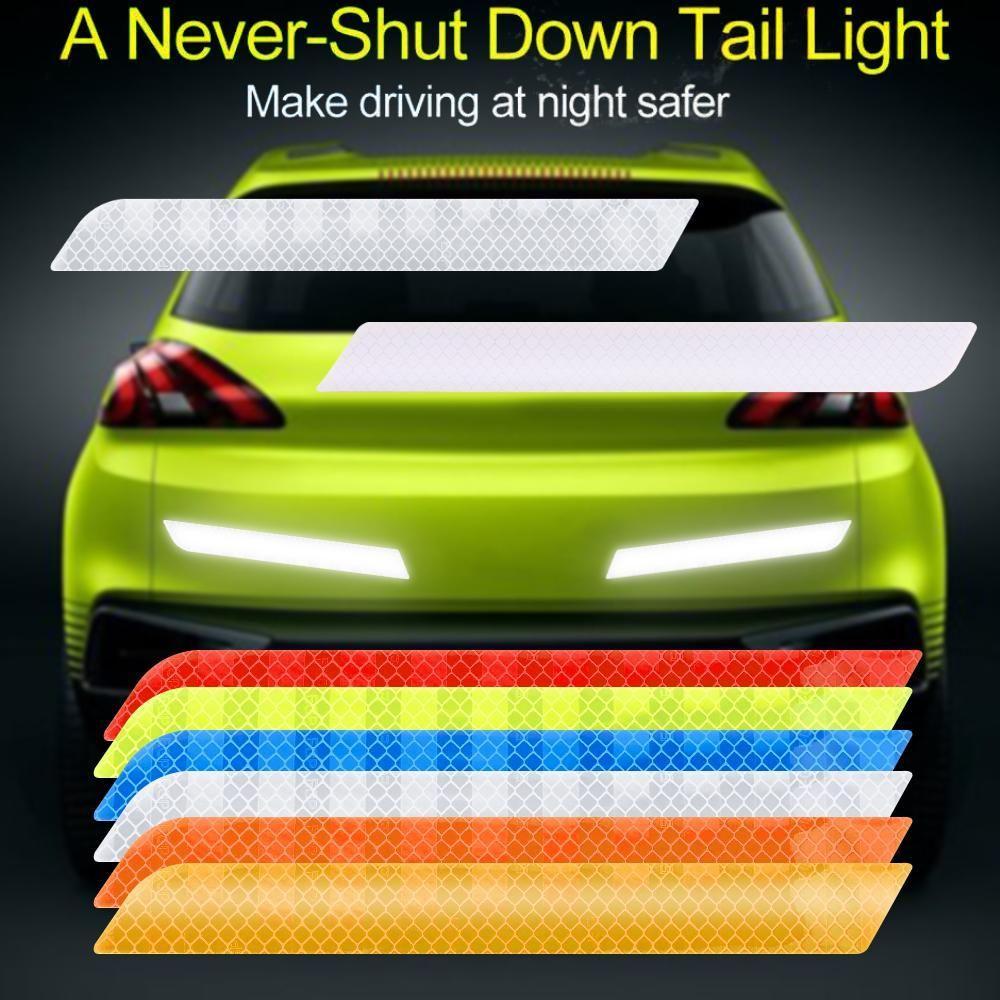MYRON 2PCS New Car Reflective Strips Warning Mark Rear Bumper Stickers ...