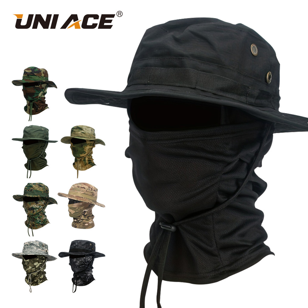 UNI ACE Camo Outdoor Hat & Face Cover Set – UV Protection Sun Cap with ...