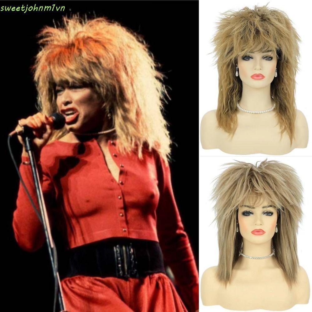 SWEETFASHION Tina Diva Costume Wig, 80s Punk Big Blonde Rocker Mullet ...