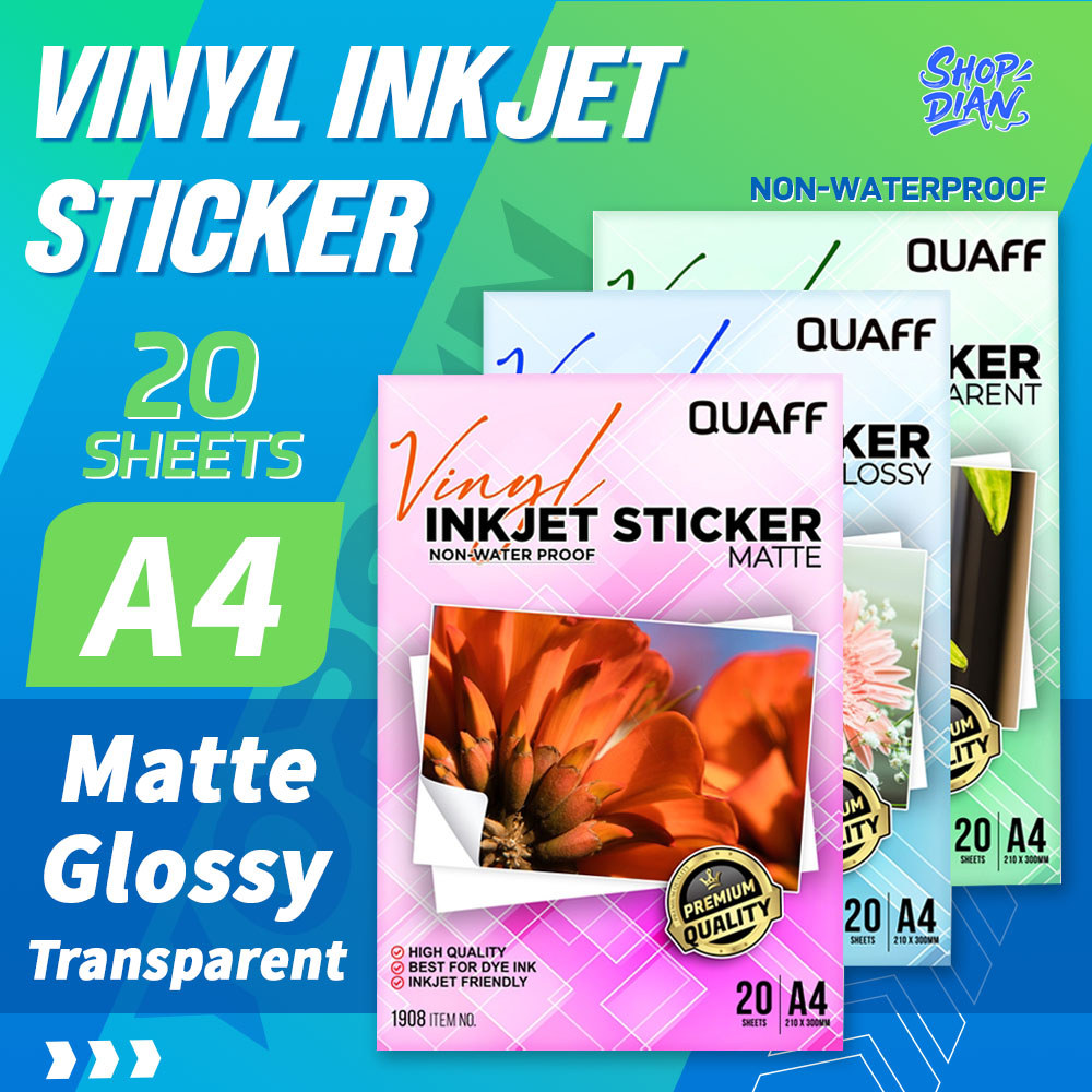 Quaff Vinyl Inkjet Sticker A4 / A3 Size ( Glossy / Matte / Transparent ...