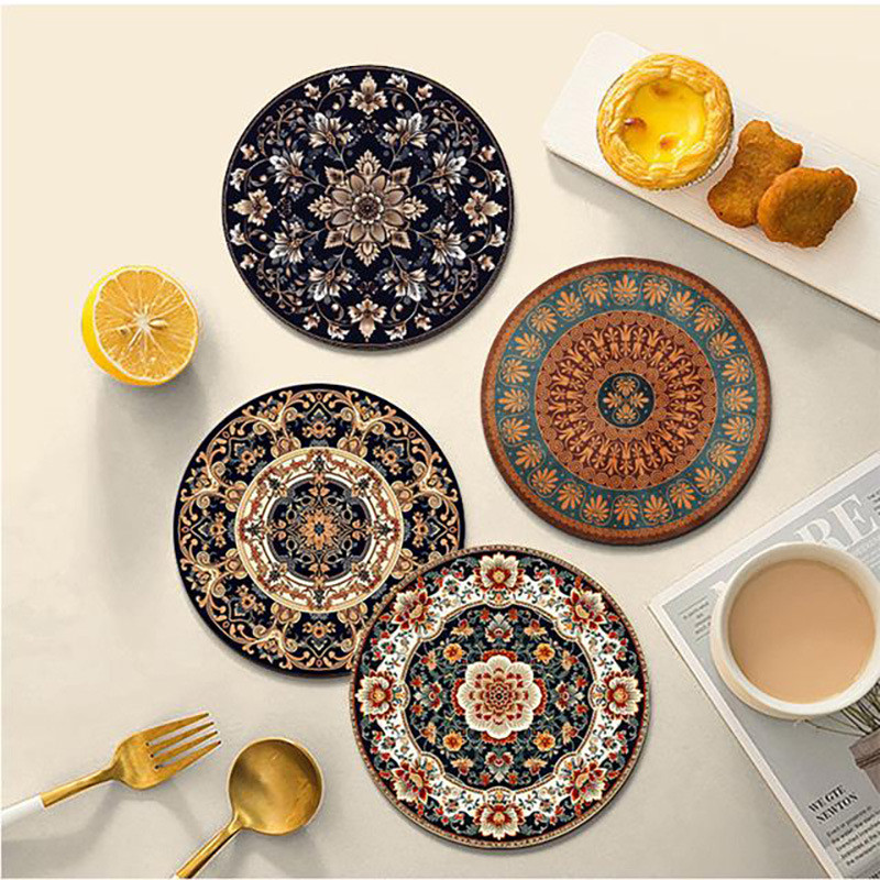 Bohemian Luxury Round Placemats & Coasters - Heat-Resistant Vintage ...