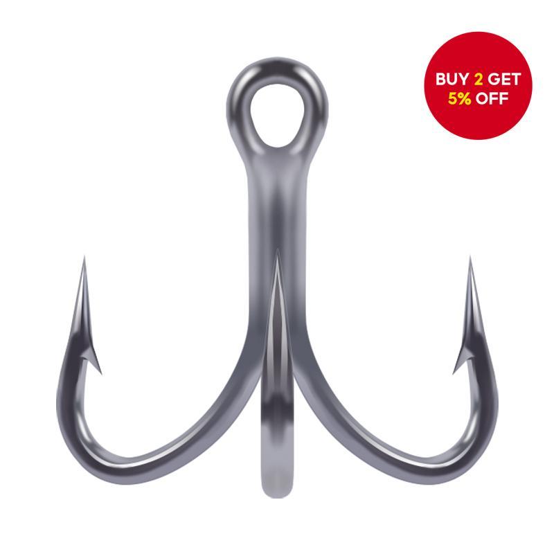 Carbon Steel Fishing Hooks 8pcs Treble Sharp Anti Rust Strong Barb ...