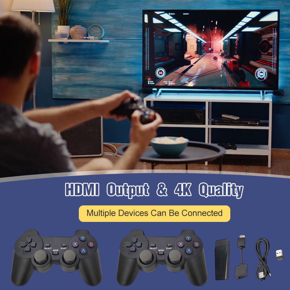 4K HD Retro Gaming Console with Dual Wireless Controllers for Kids and ...